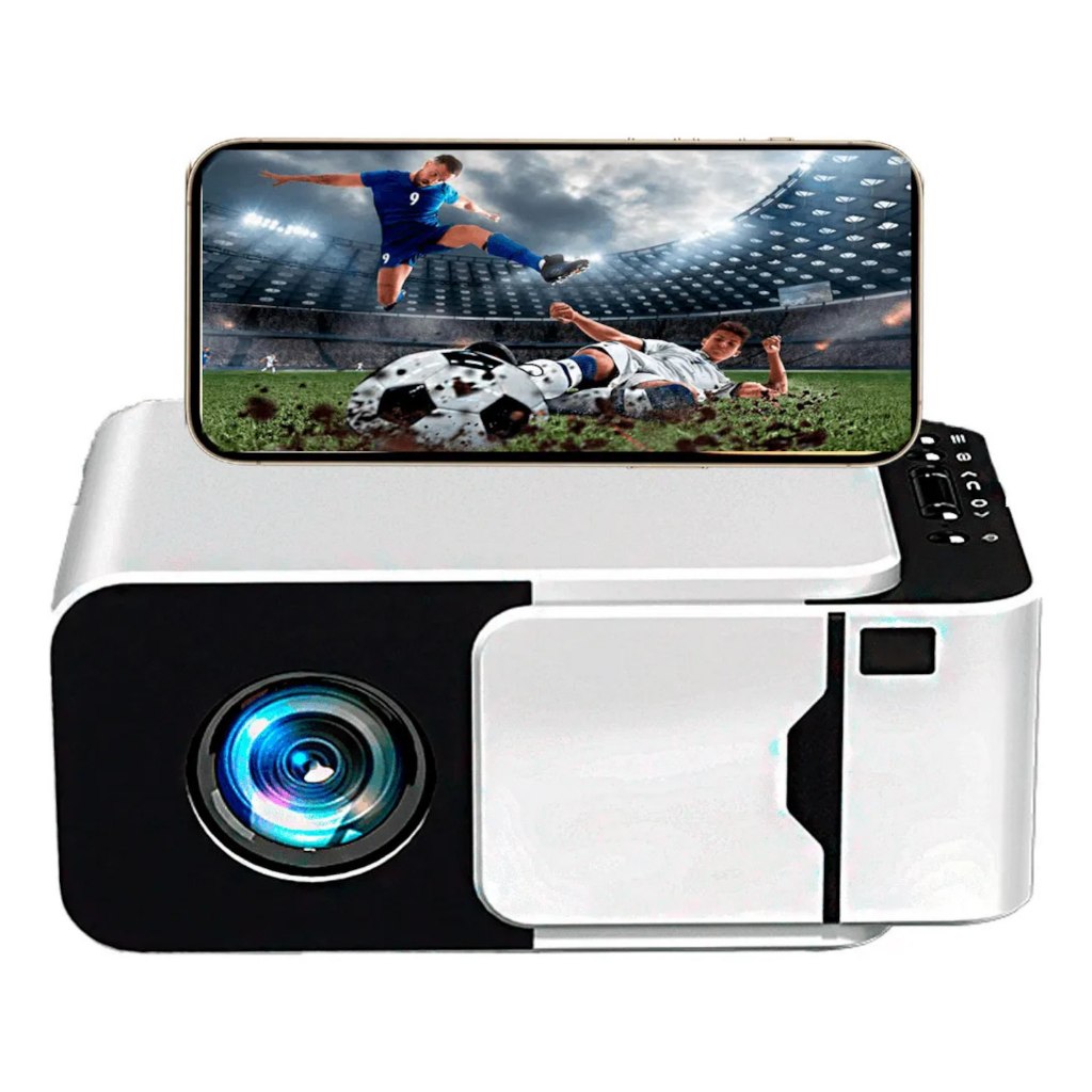 Projetor Smart T6 Mini Android 13 Wi-Fi Dual Band HD 720p Compatível com Full HD, 2K e 4K