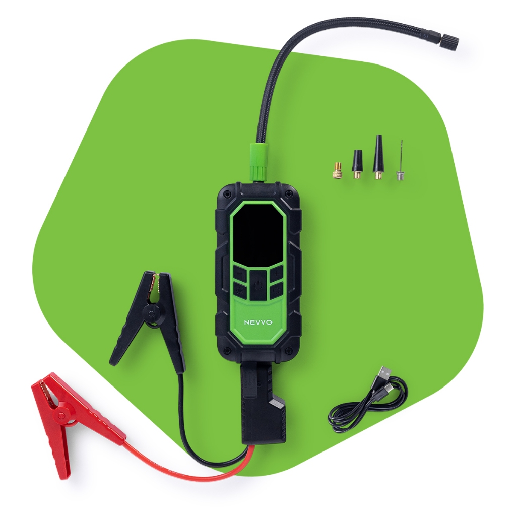 Auxiliar de Partida 8000mAh Inflador de Ar 150PSI Bivolt Luz LED Emergências SMART AIR8000 NEVVO