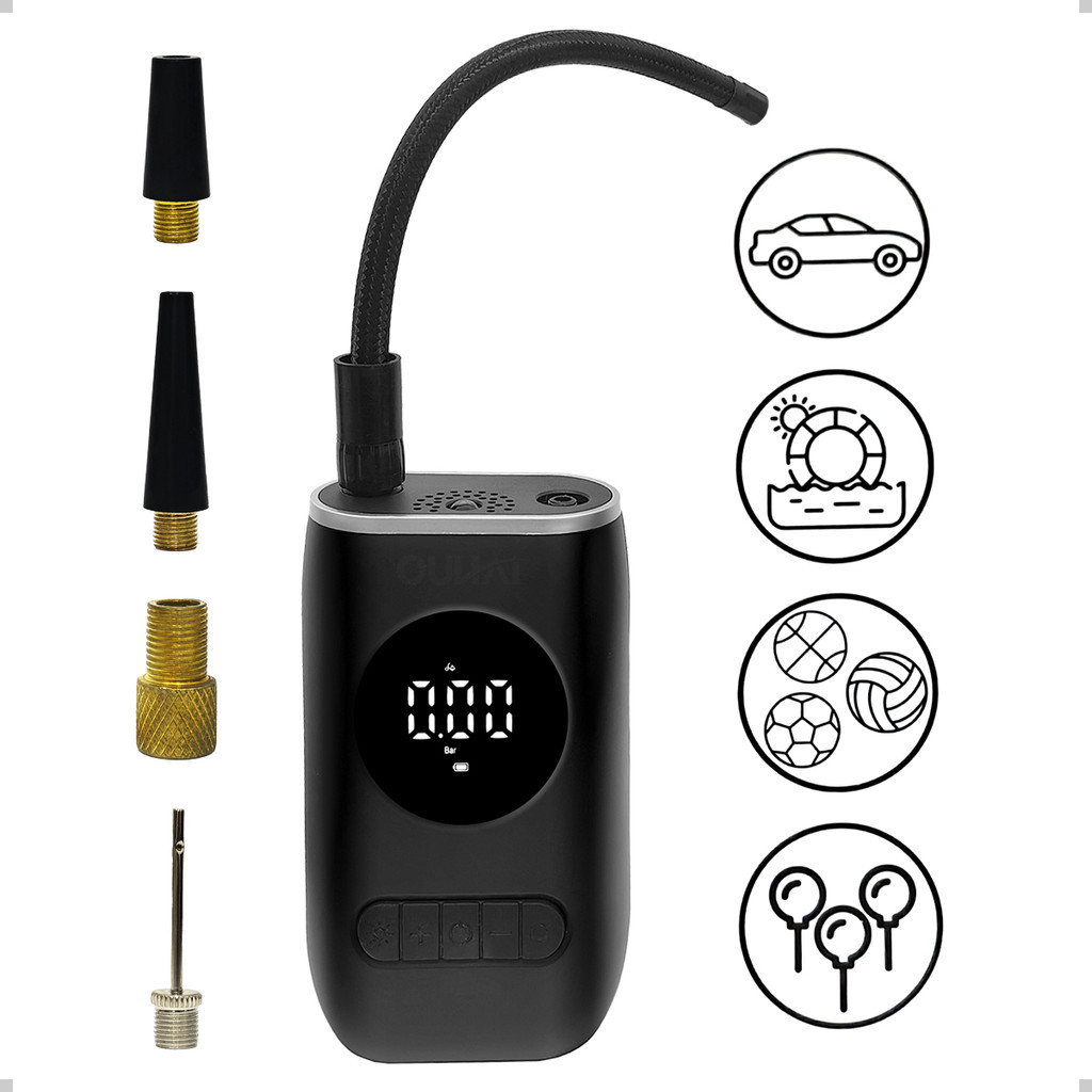 Bomba De Pneu Car Air Pump Sem Fio 150 Psi Luz De Emergência Led Com Bateria Recarregável De 4000 Mah