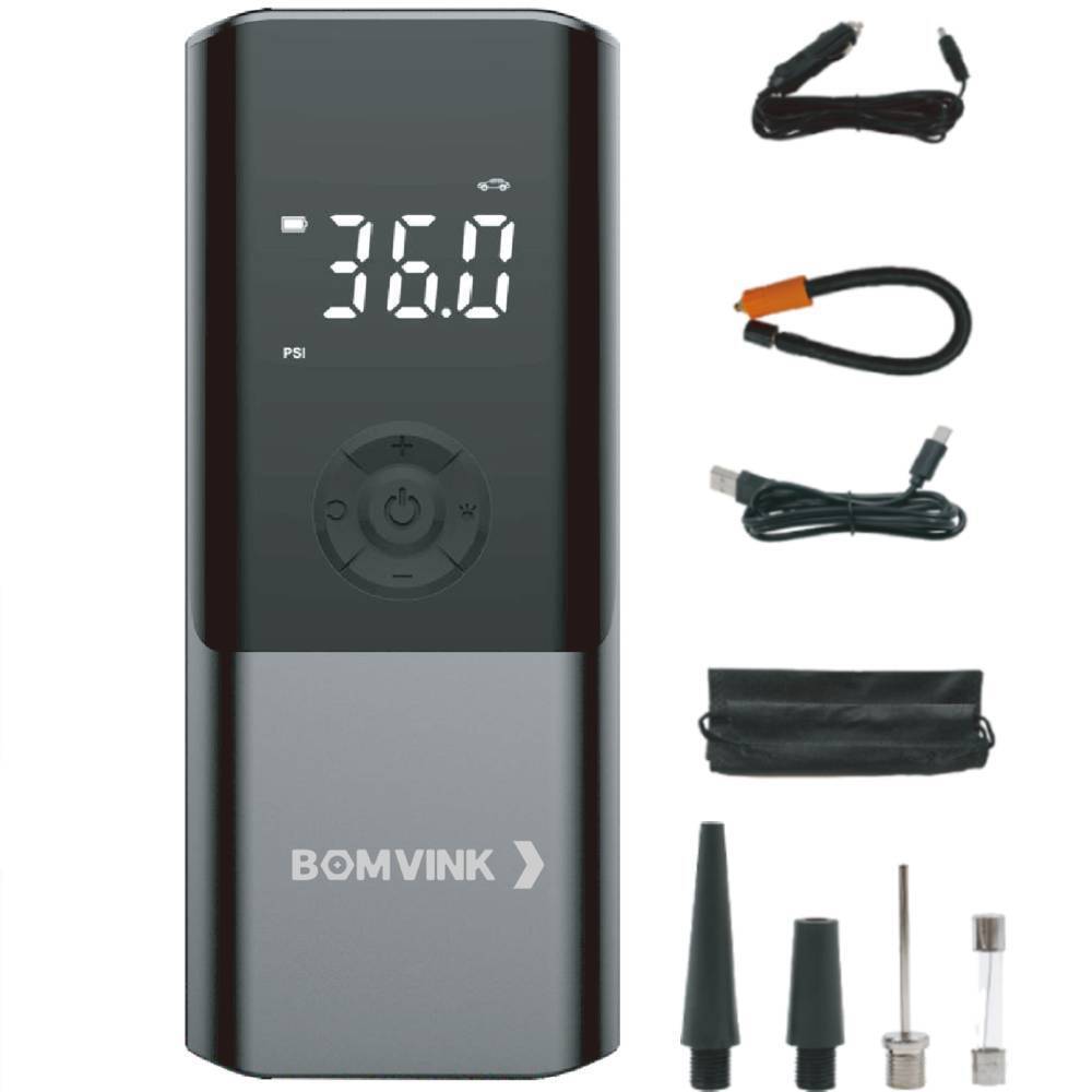 Mini Compressor de ar portátil digital recarregável 150 PSI com LED - BOM-8906 - Bomvink