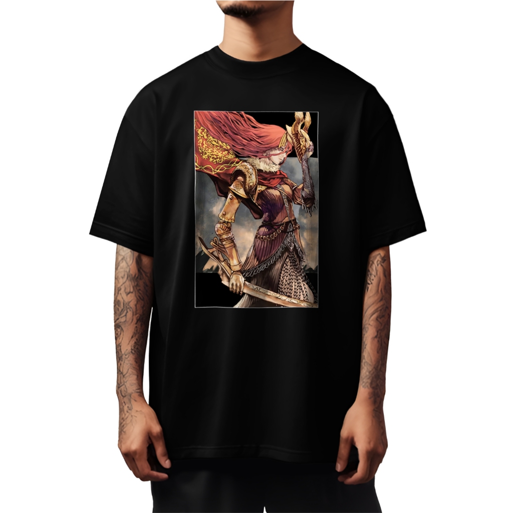 Camiseta Oversized Elden Ring Malenia Gola Fechada Camisa Masculina Estampada Streetwear Unissex - 376