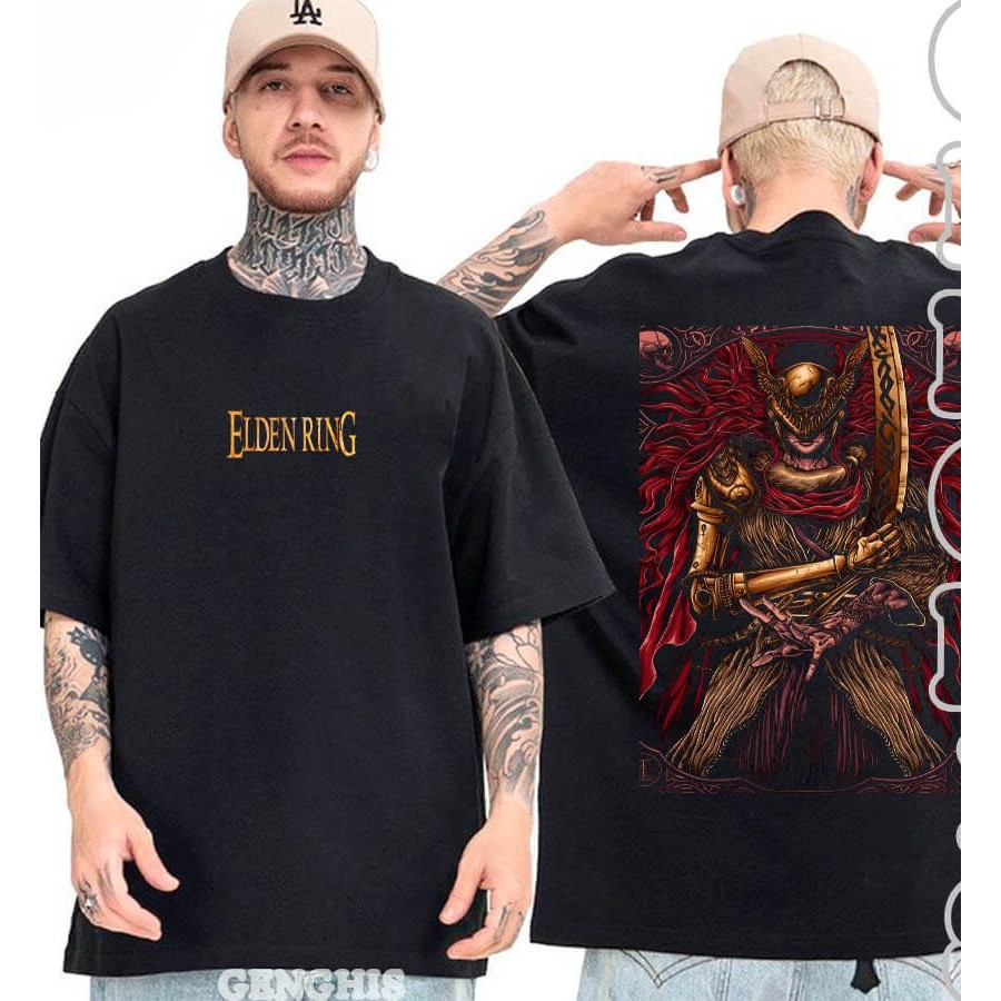 [Camiseta Premium em Algodão Puro]VU Camisa Elden Ring Malenia Lamina De Miquella Jogo Game Camiseta Unissex Oversized A