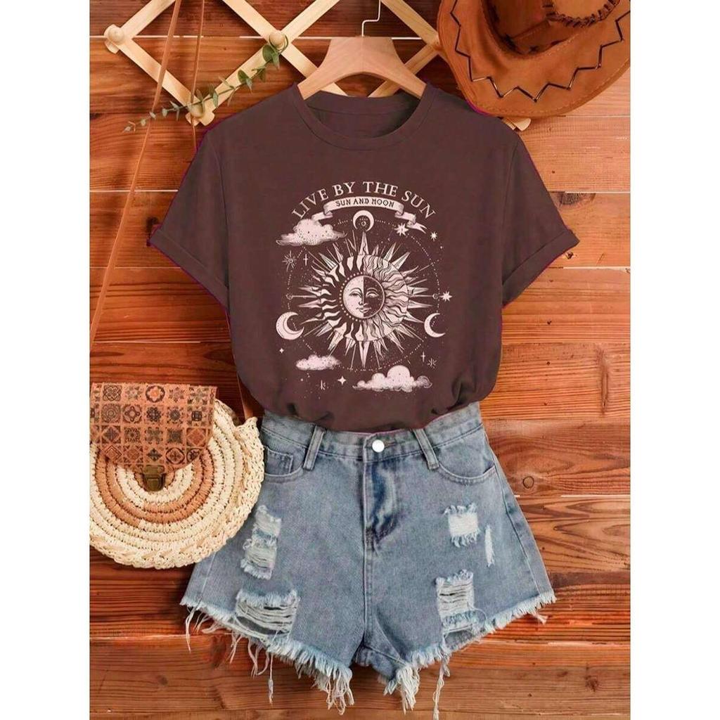 Camiseta Feminina Live by the Sun 100% Algodão Confortável Uso Diario