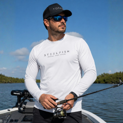 Camiseta Masculina Poliamida UV50+ SteelFish Pro Fishing Manga Longa Proteção Solar