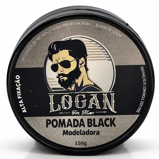 Pomada Black Capilar para Pentear e Modelar Logan For Man 150g - Fixação Duradoura Efeito Natural