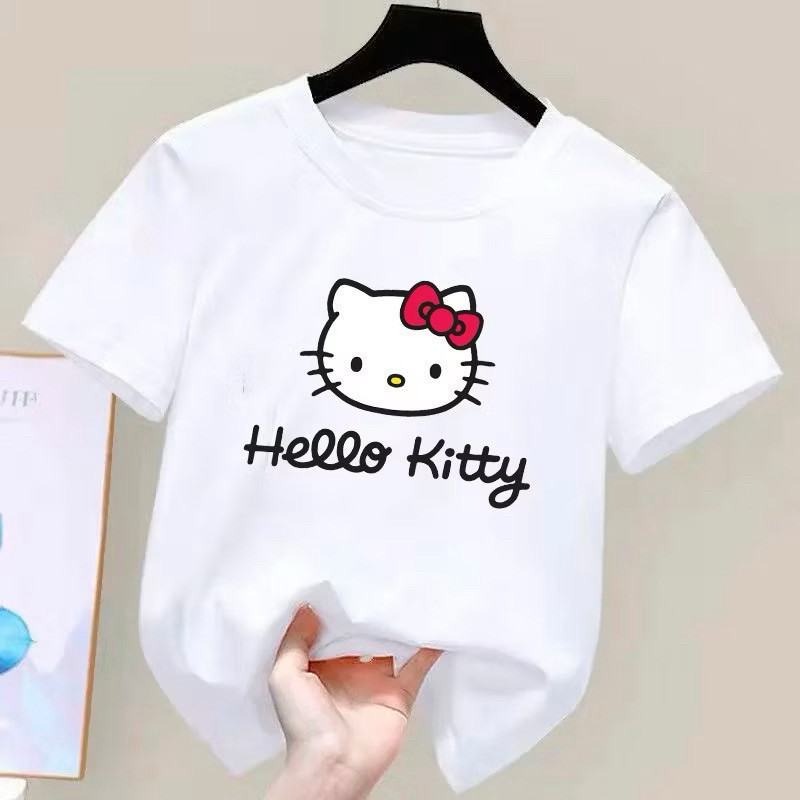 Camisa Infantil Menina T-Shirt Desenho Animado Hello Kitty 100% Algodão Estampa Fofa Gatinha