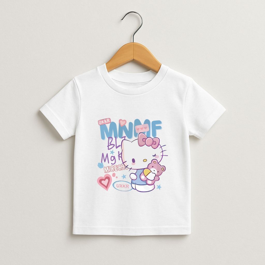 Camiseta Branca Infantil Hello Kitty Feminina Estampa Exclusiva Algodão Premium Para Meninas