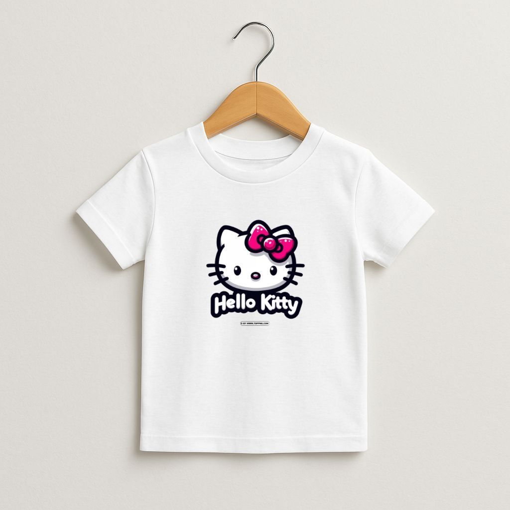 Camiseta Hello Kitty Infantil Estampa Colorida Gola Redonda Confortável Branca