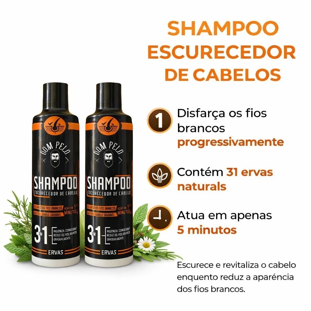 Shampoo Escurecedor de Cabelo - preto absoluto para cabelos grisalhos - Santo Barbudo 250ML