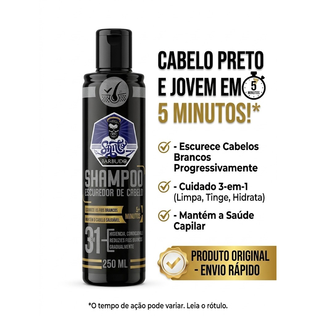 SHAMPOO ESCURECEDOR DE CABELOS 3 EM 1 SANTO BARBUDO 250ML