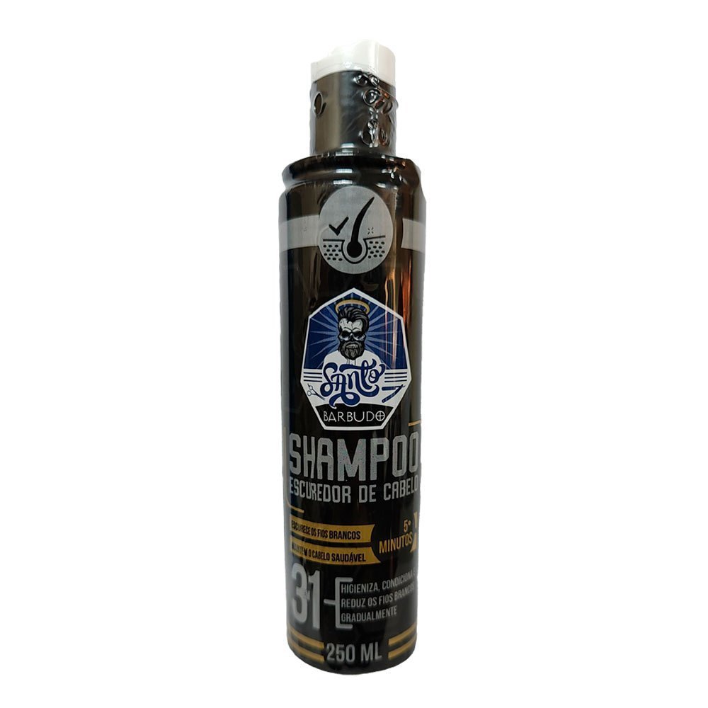 Shampoo Escurecedor 3 em 1 Masculino 250ml - Cabelo e Barba Santo Barbudo