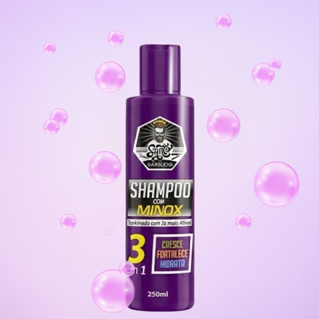 Shampoo Masculino Minox 3 em 1 Santo Barbudo 250ml - Cresce Fortalece e Hidrata