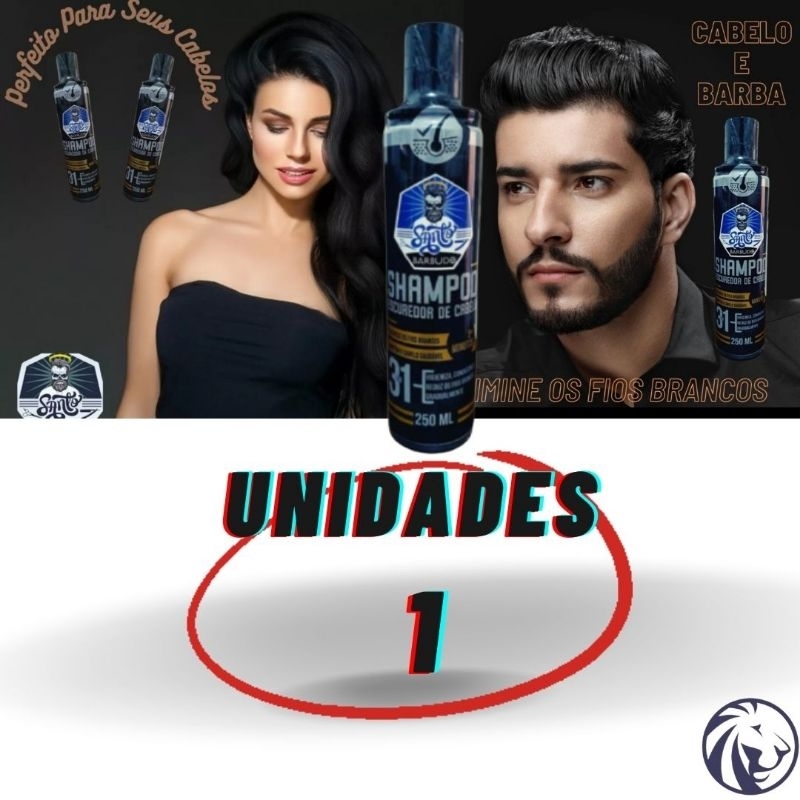 Shampoo Escurecedor Santo Barbudo 250ml – Cabelo e Barba, Disfarça Fios Brancos