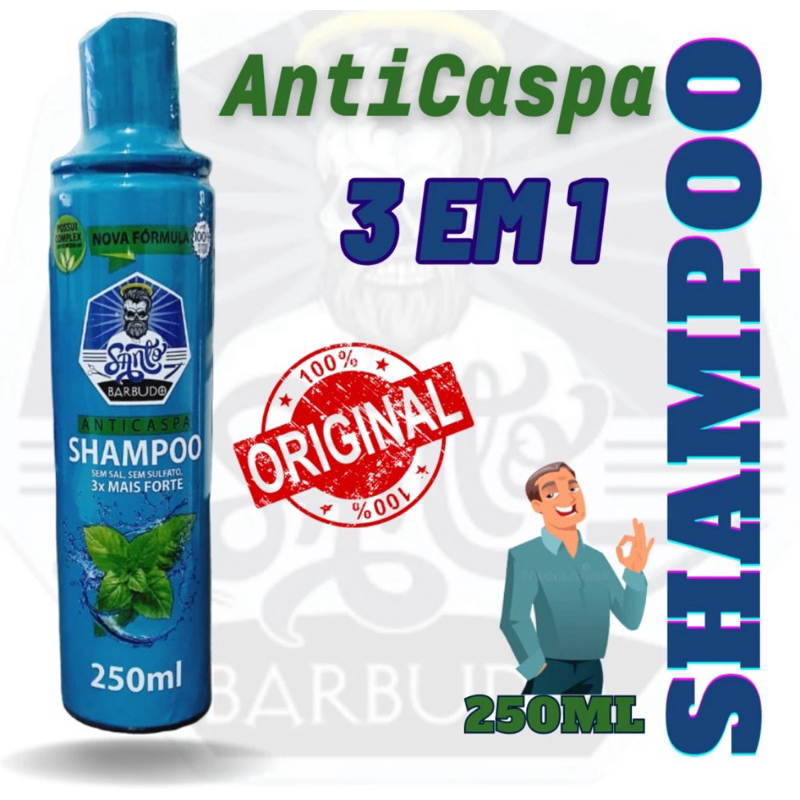 Shampoo Anticaspa Santo Barbudo 250ml Mentolado 3 em 1
