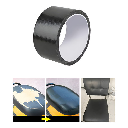 Fita Reparo Couro Pu Auto Adesivo Banco Moto Preto 10cmx10m