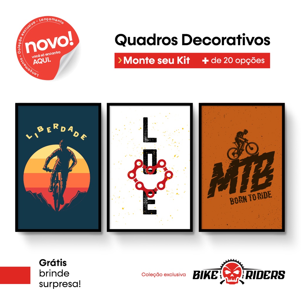 Kit de Quadros Decorativos Ciclismo MTB Speed Road | Bike Rides | Benecontê