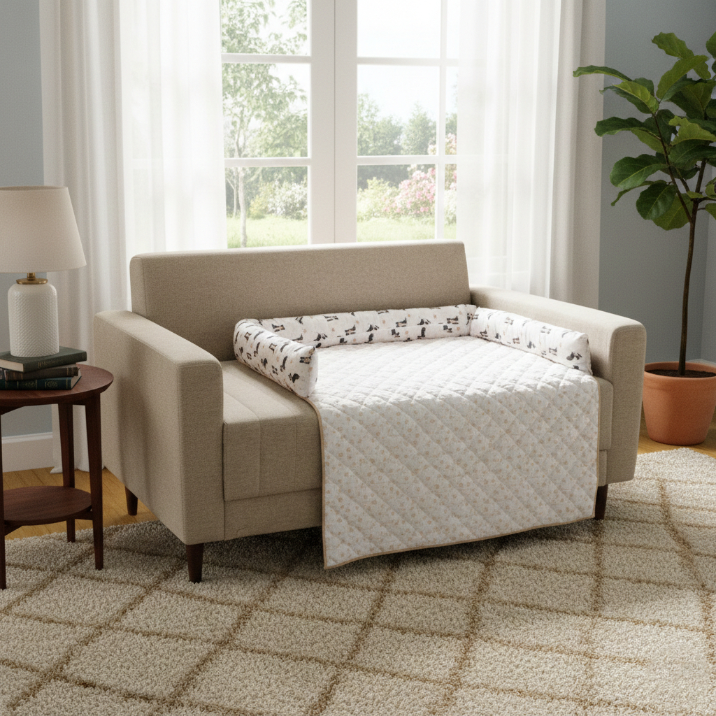 Cama Pet Protetor de Sofá Neutro com Zíper Refil Removível Estampado Caminha Dog Porte Grande