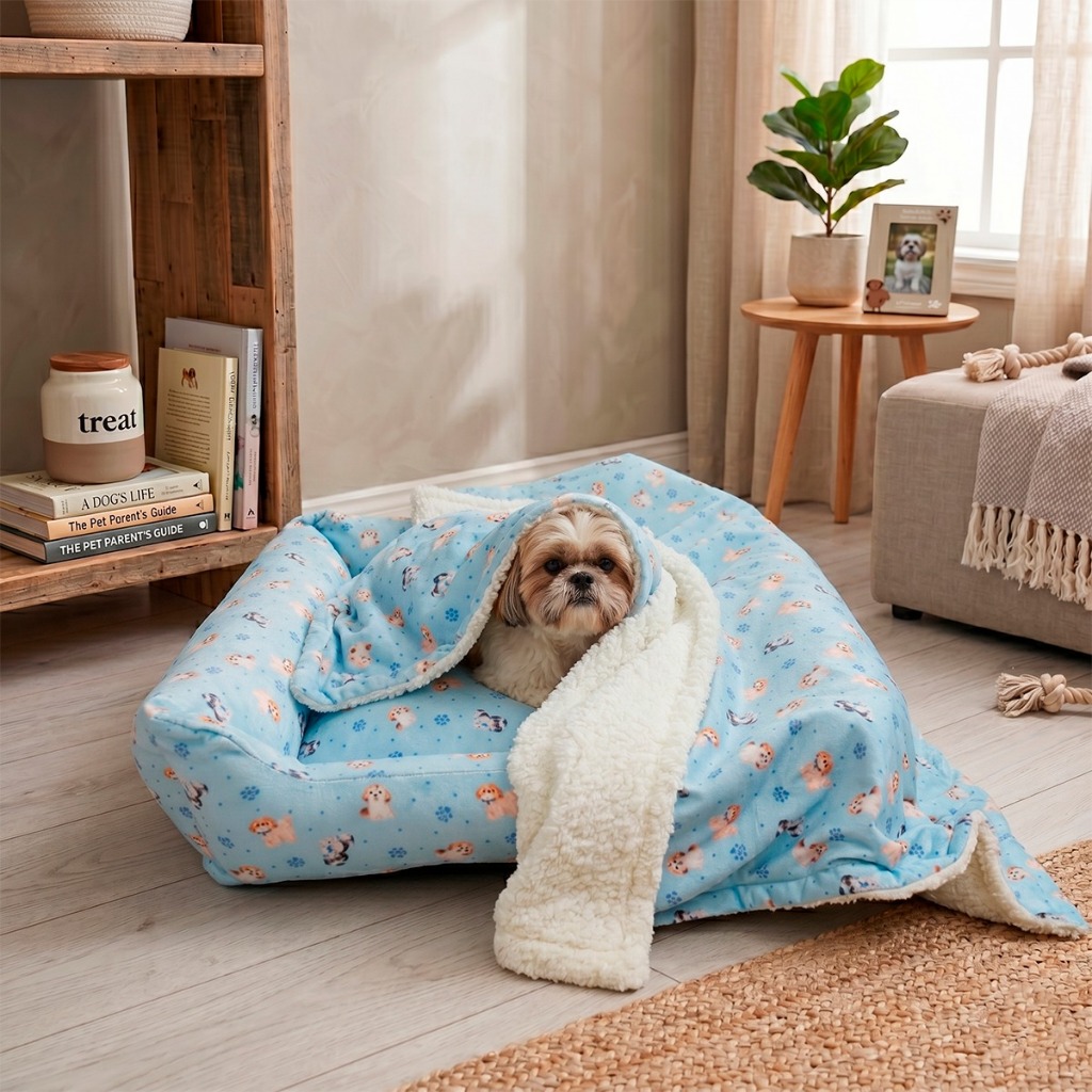Caminha Pet Premium Com Cobertor Dupla Face Carneirinho Macio Para Dogs Pequenos