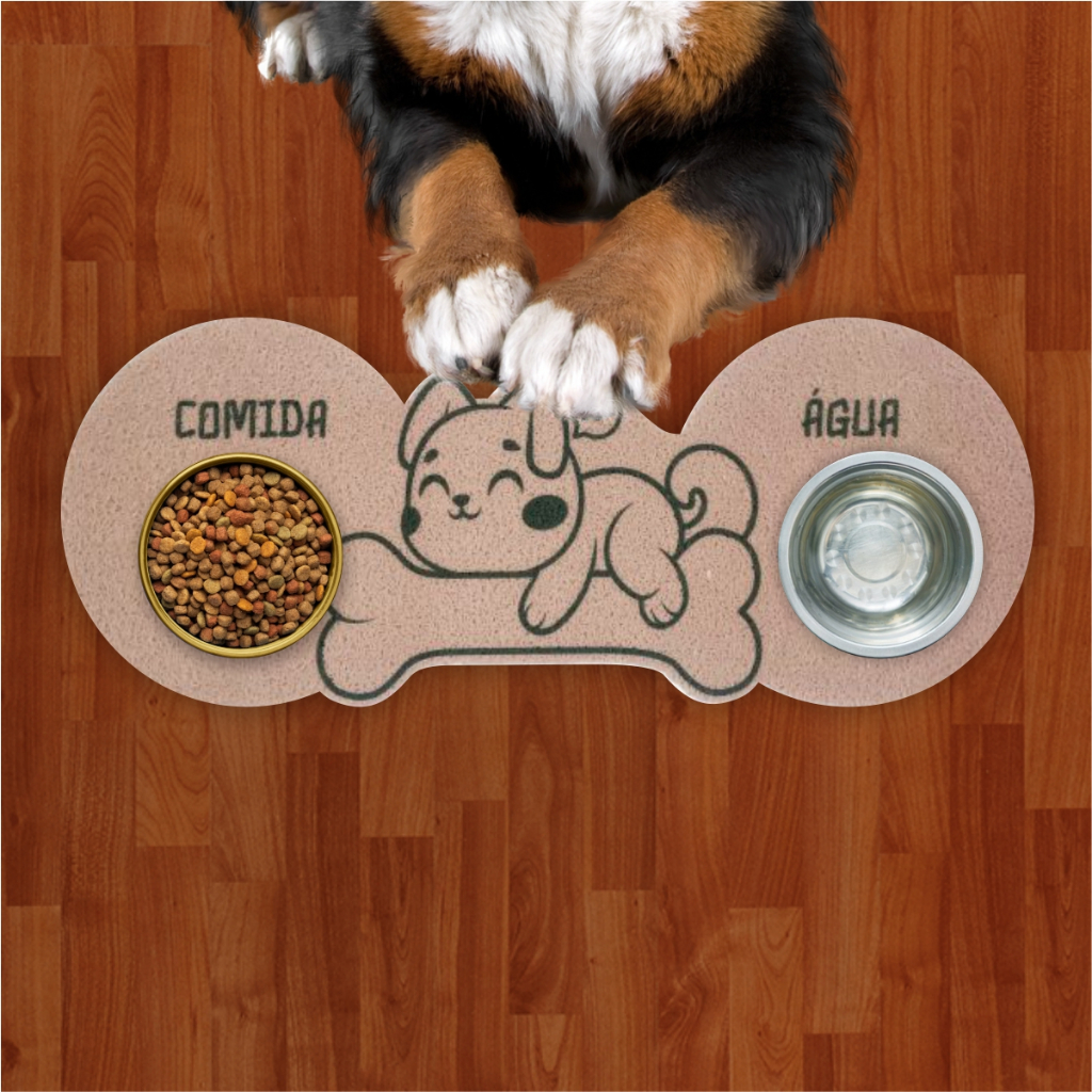 Capacho Tapete Para Pet Comida e Agua Comedouro Estampado  Dog Ouro Premium LAPD110
