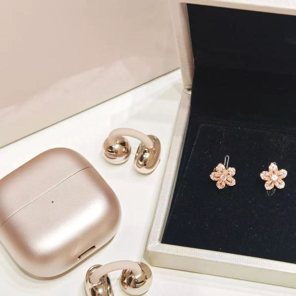 1 Par Primavera Completo Zircão Flor De Pêssego Clipe De Orelha Para FreeClip 2 & Em Fones De Ouvido Fivela Diamante Rem