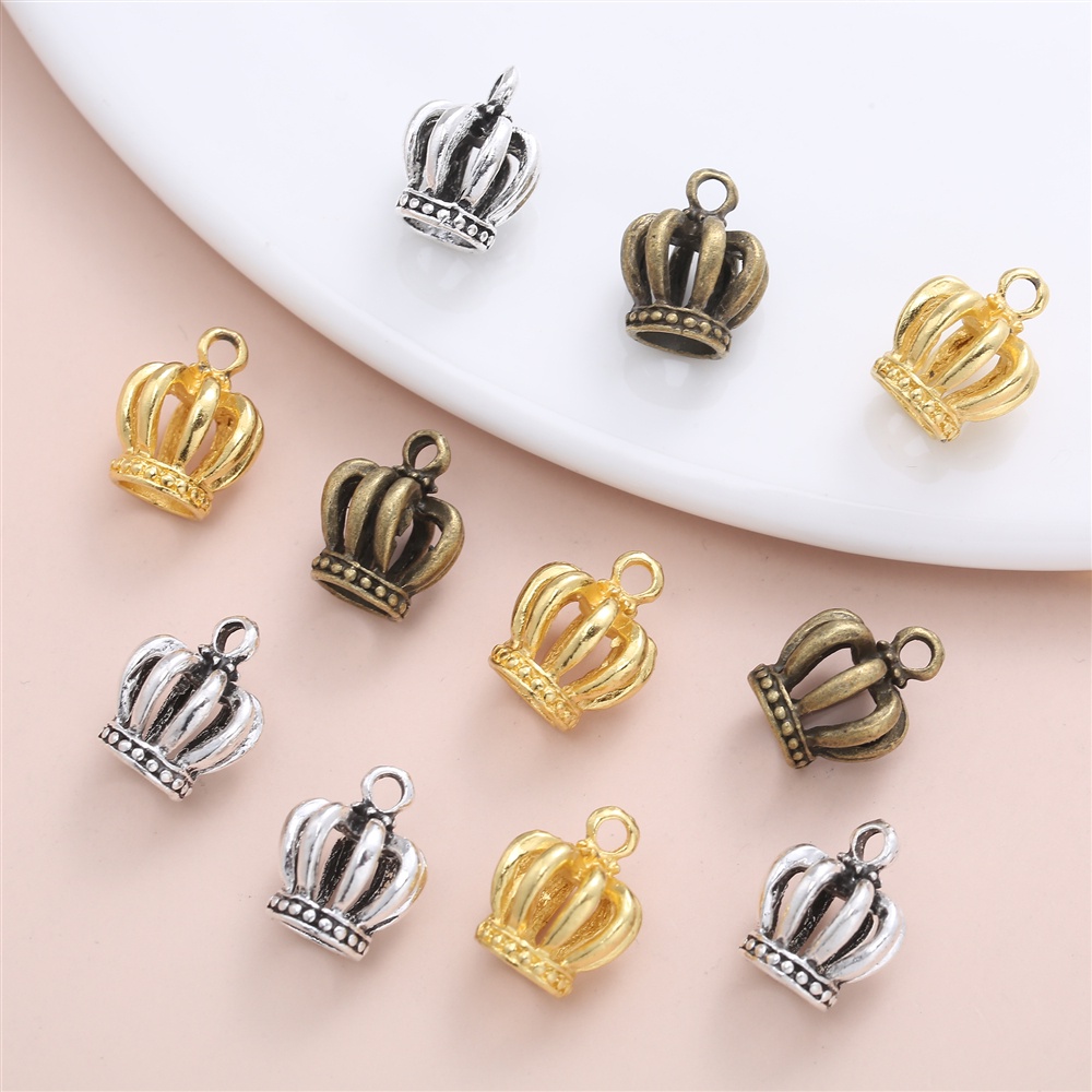 15pcs Hollow Crown Delicado Acessórios De Encanto Para Jóias Personalizadas Femininas Fazendo Colar Pingente Bijuteria