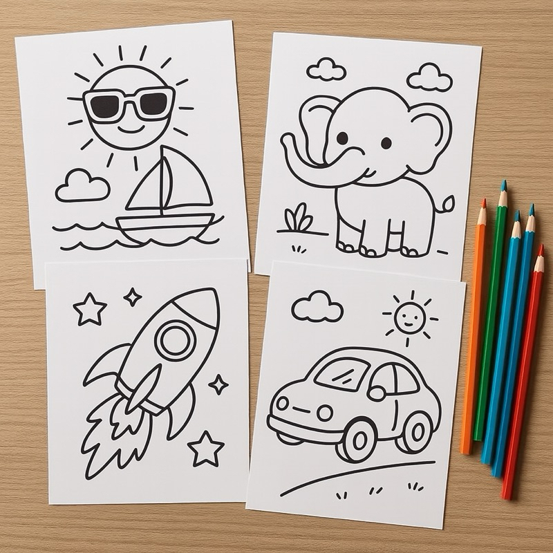 300 Desenhos Soltas Apenas Desenhos Para Colorir E Pintar Imagens Sortidas Varias Quantidades - 2 desenhos por folha