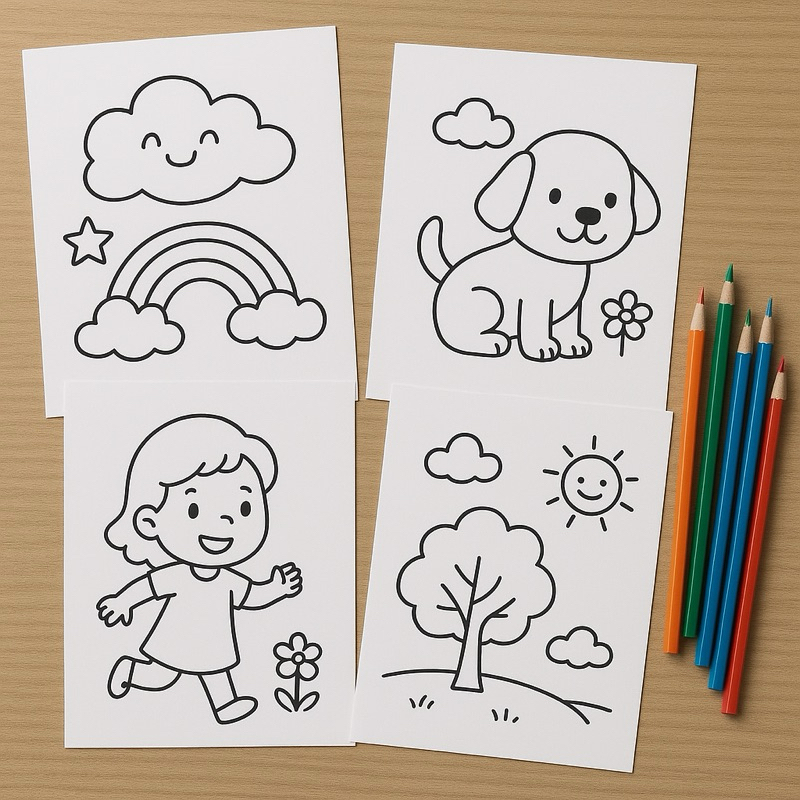300 Desenhos Soltas Apenas Desenhos Para Colorir E Pintar Imagens Sortidas Varias Quantidades - 2 por Folha.