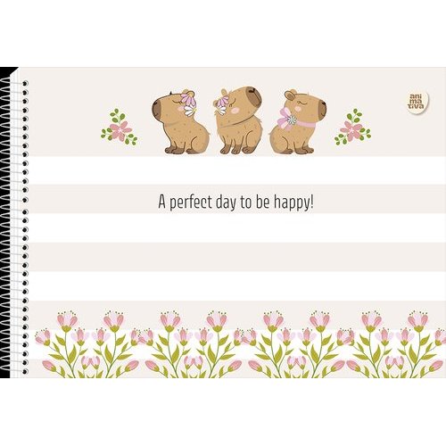 Caderno Organizador Estudo Desenho Capivara Espiral 80 Folhas Sortido