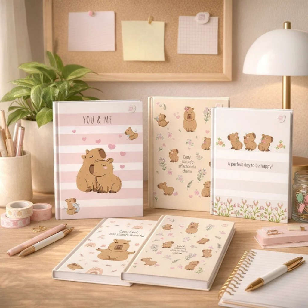 Caderno Costurado Capivara 160 Folhas Papel Gramatura Alta Capa Resistente Sortida Diario