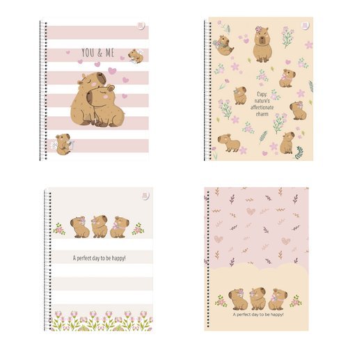 Caderno Universitario Espiral 80 Folhas Sortido 1 Materia Resistente Escolar Capivara