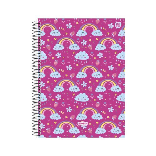 Caderno Universitário Capa Dura Espiral 20 Disciplinas Folhas Resistentes Sortido