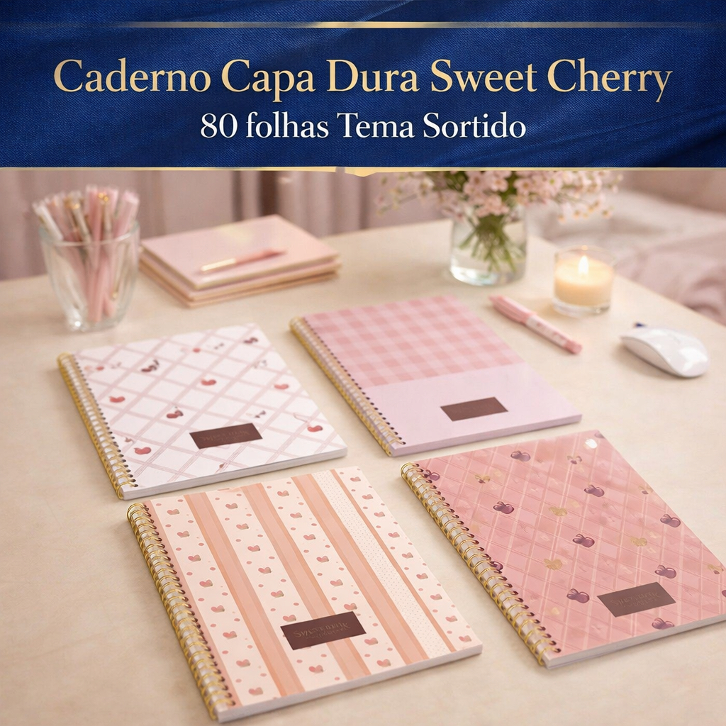 Caderno Universitario Capa Dura Sweet 80 Folhas Feminino Temas Sortidos Faculdade Escola