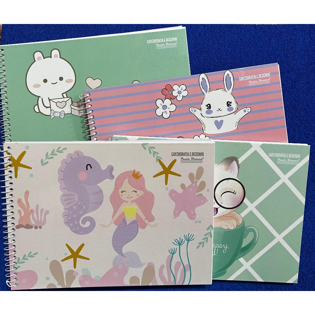 Pauta Branca Caderno de Desenho uau capa dura Sortida 275 x 200mm 96 folhas
