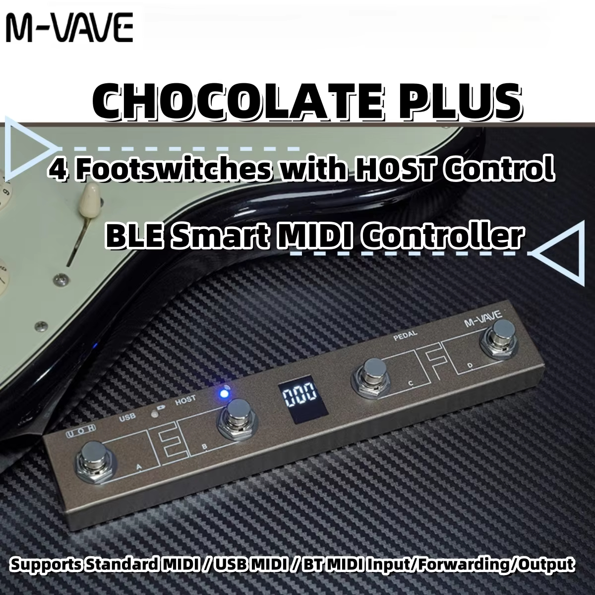 M-VAVE Chocolate Plus 4 Pedal MIDI Controlador De Pé Sem Fio Bluetooth APP Controle LCD Compatível iOS Android Studio To