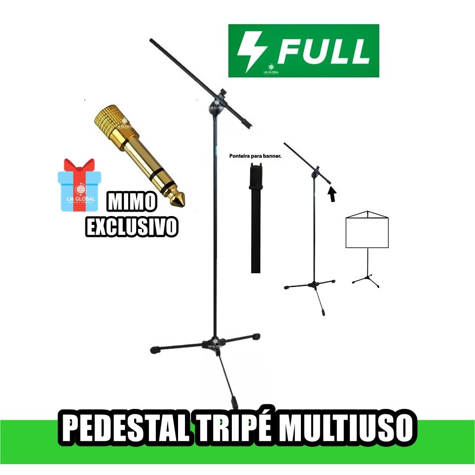Tripé Pedestal Multiuso TPL Para Igreja Show E Studio + Mimo Exclusivo Plug Adaptador P10 Dourado