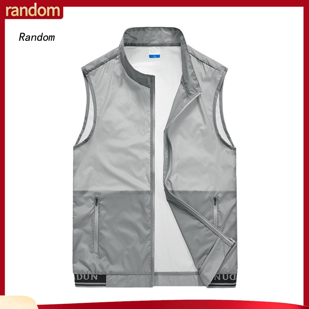 Ultra-thin Vest Men with Zipper Pockets Men's Summer Sleeveless Coat Stand Collar Front Two – Lightweight Mesh Waistco