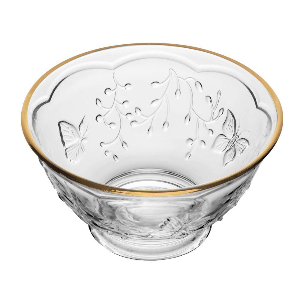 Bowl New Butterfly 12 cm com Fio Ouro Cristal Ecológico Lyor para Sobremesas Frutas Saladas Petiscos Mesa Posta Tigela