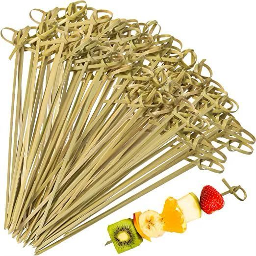 Kit 50 Palitos Decorativos de Bambu Petisco Aperitivo para Mesa e Festa Charme 7 a 12cm Reutilizável
