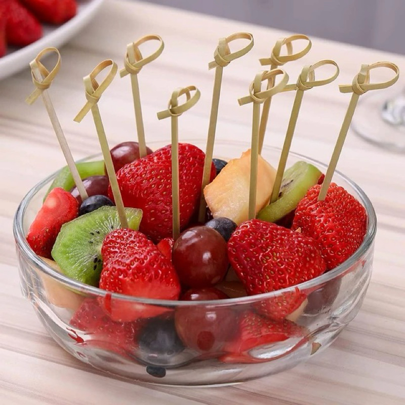 100 unidades Palito 12cm Decorado Nó Bambú Petisco Aperitivo