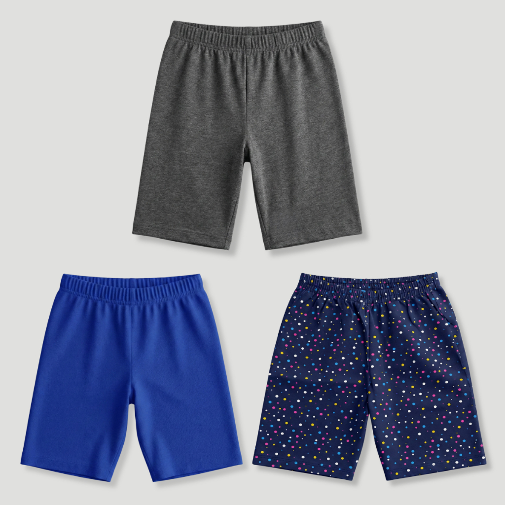Kit 3 Peças Bermuda Ciclista Infantil Feminina Algodão Menina Roupa Infantil Basica Dia a Dia Oferta
