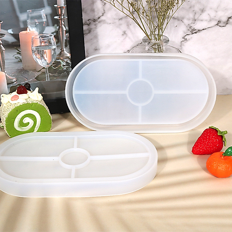 Porta-Copos Oval Com Molde Epóxi De Cristal Faça Você Mesmo | De Bandeja De Resina De Silicone Para Artesanato