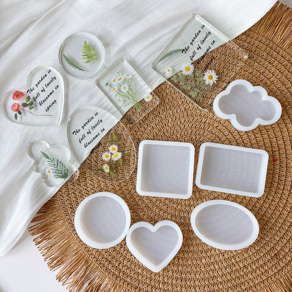 Molde de Silicone Porta Copo Personalizado – Coração Oval Quadrado Resina Epóxi DIY