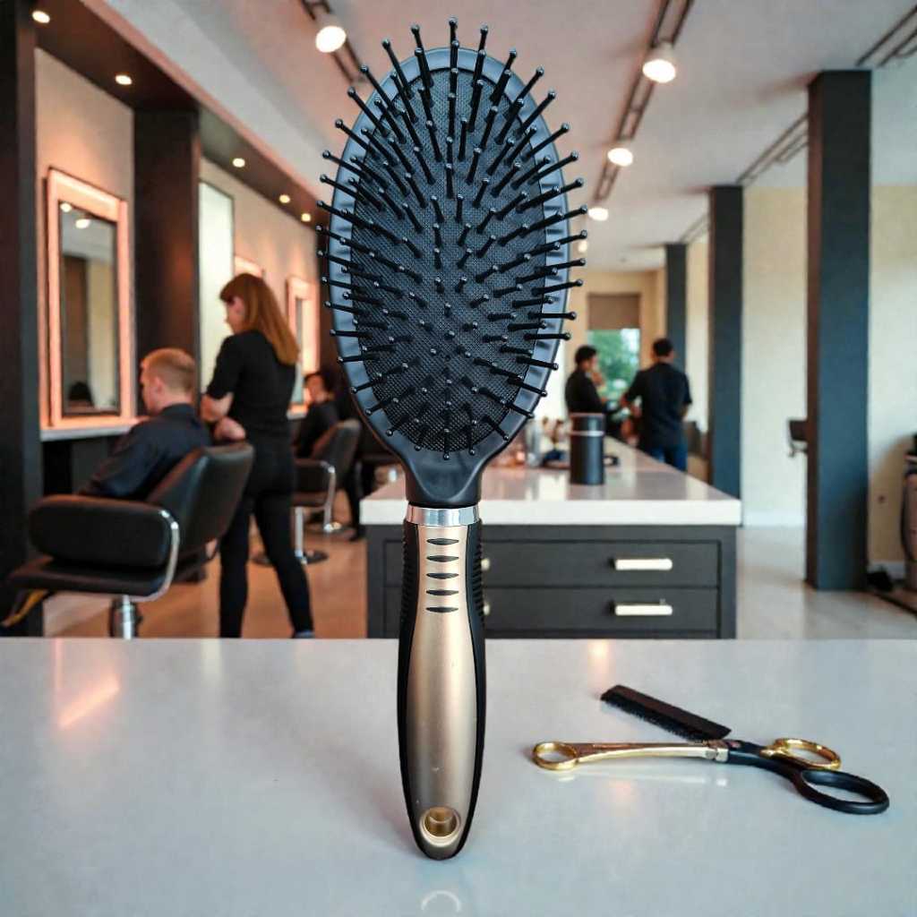 Escova Oval DeCabeloModeloRaqueteAlmofadada de cabeleleiro profissional em cerdas macias de silicone