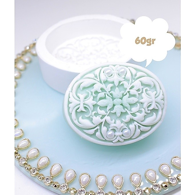 MOLDE SILICONE SABONETE OVAL ARABESCO LUXO