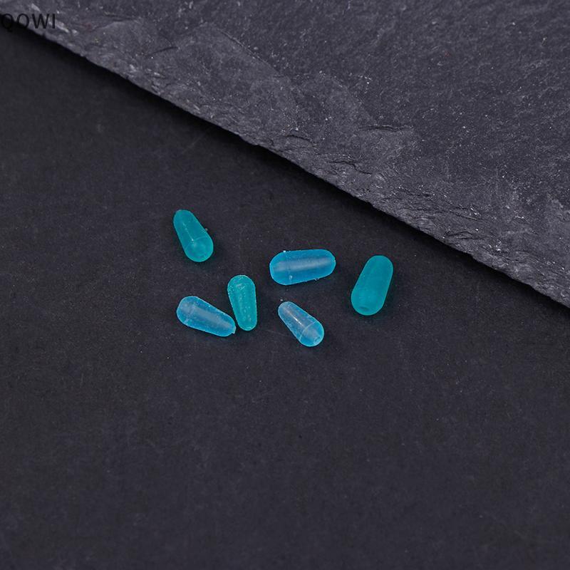 qo 100 Pçs/Lote De Alta Qualidade Silicone Espaço Feijão Mar Carpa Pesca Com Mosca Azul Borracha Oval Rolha Flutuador Bo