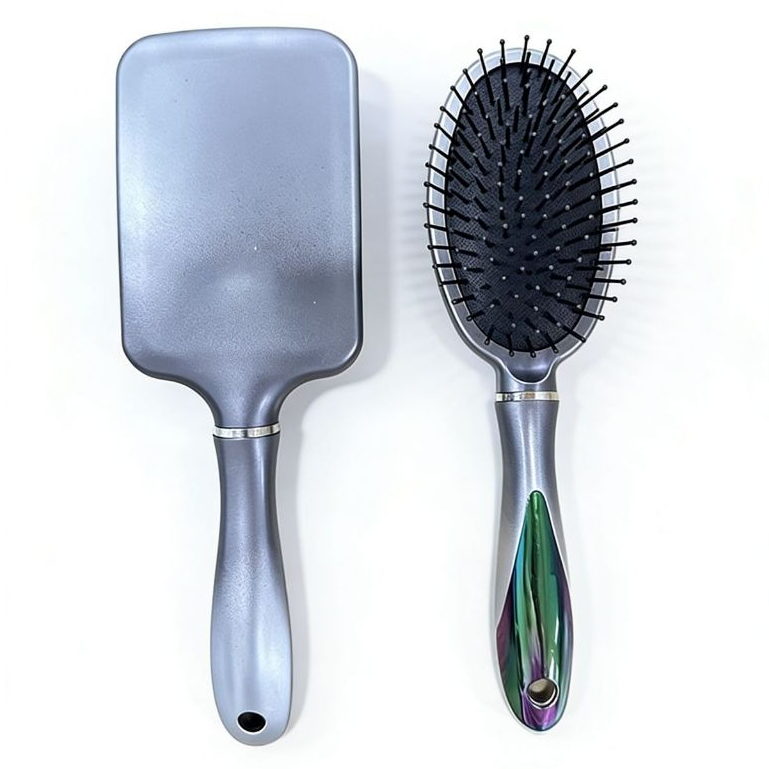 Escova Pente para Cabelo Modelo Oval E Raquete estilo almofadada com cerdas macias de silicone