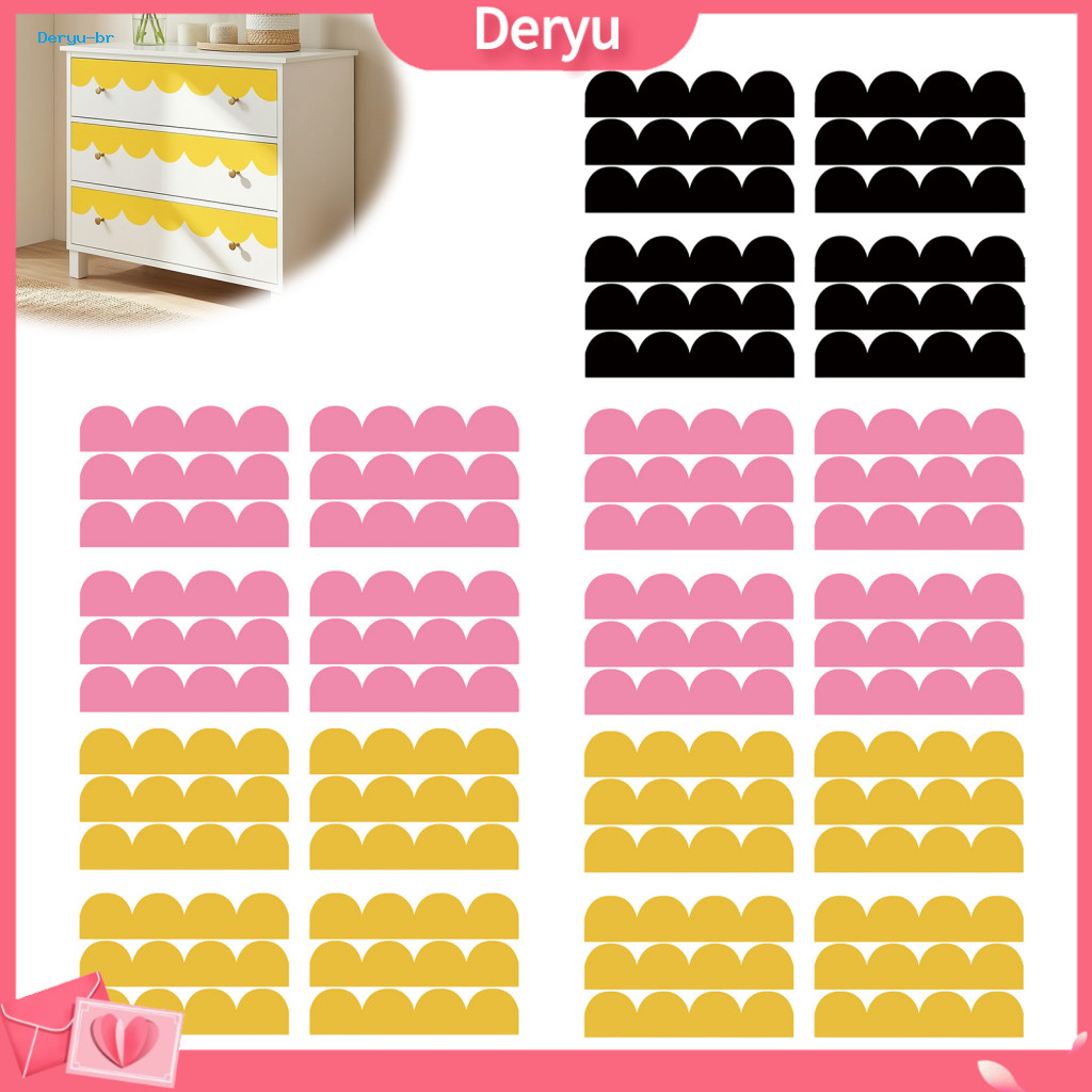 Self-adhesive Wall Border for Kids Room Peel Stick Cabinet Edge Decor 4pcs Scalloped Decals Half Arch Geometric Semi Cir