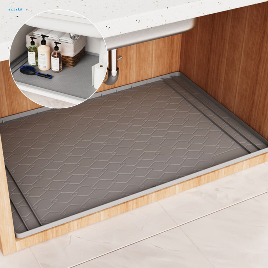 Waterproof Silicone Cabinet Mat Non-slip Kitchen Drawer Liner under Sink with Raised Edge – Leak-proof for