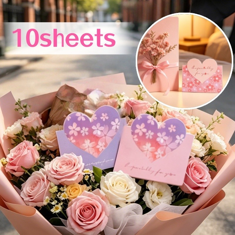 Cartão Romântico Em Forma De Coração Da Série De Flores Com 10 Folhas Para Presente De Festa De Aniversário E Feriado Co