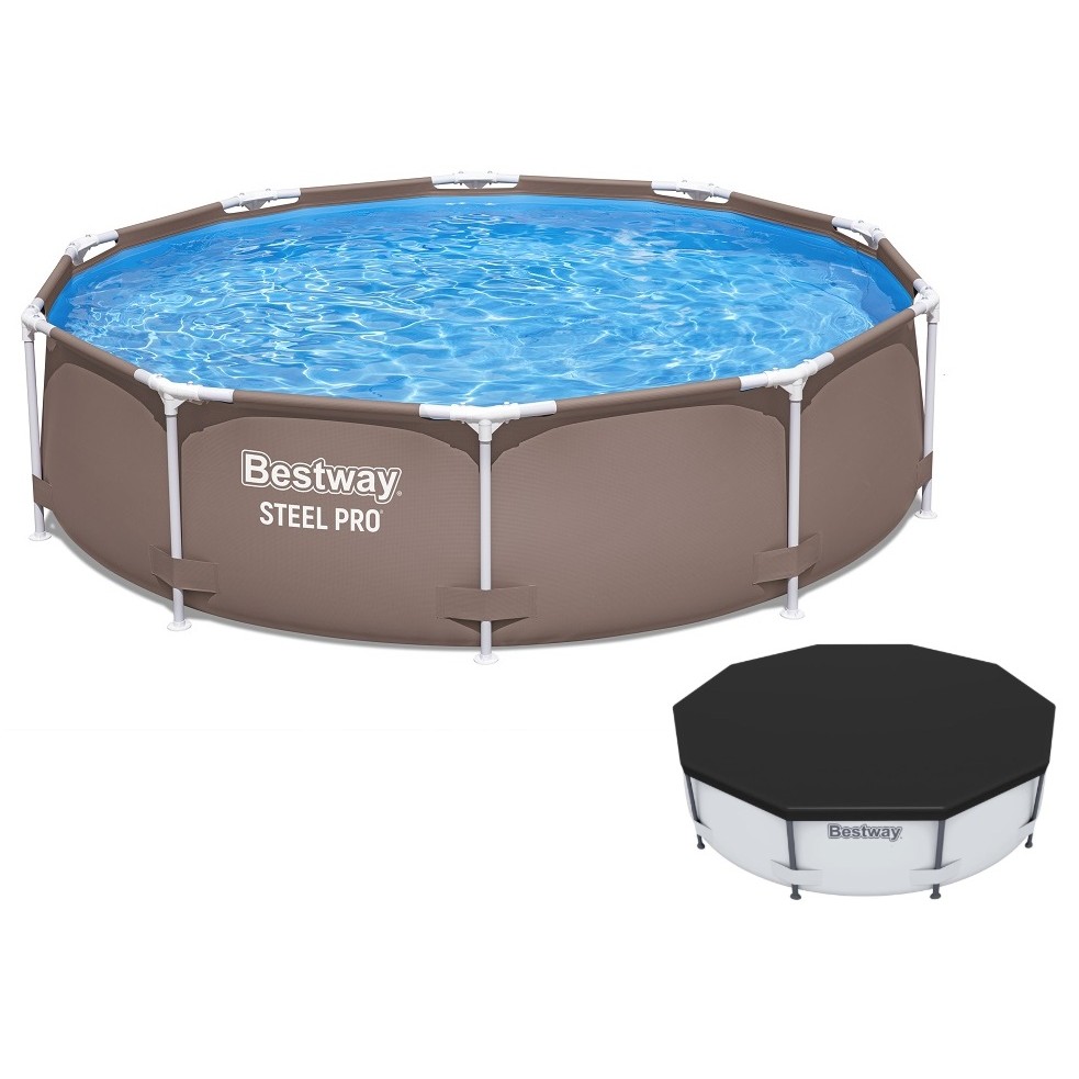 Piscina BESTWAY 5000 Litros Estrutural Standard Prestige BROWN Marrom Steel Pro 305 cm X 76 cm TL PLUS 5 #561SX COM CAPA